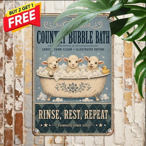 Farm sheep bubble - bath, poster