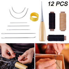 12× Leather Craft Tool Repair Wood Waxed Thread Cord Sewing Drilling Awl Needles