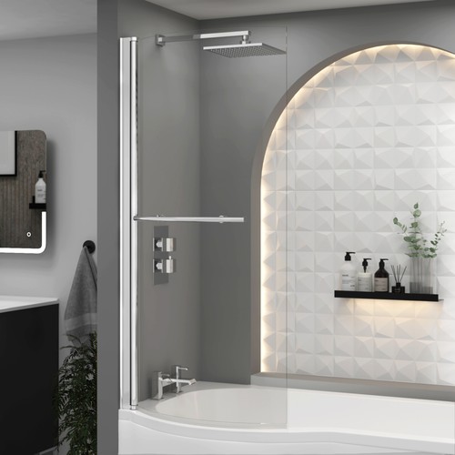 Shaped shower bath - p-shaped,