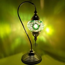Moroccan Turkish Table Lamp Silver Chrome Glass Mosaic + FREE BULB 