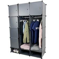 Grey cube wardrobe portable - wardrobe,