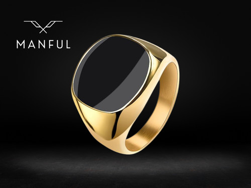 Onyx gold signet ring men - ring, men's
