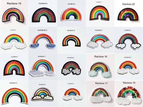 Rainbow clouds embroidered - &,