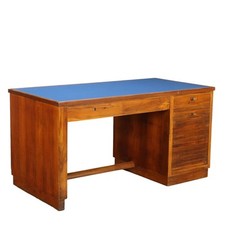 Vintage Writing Desk Design Walnut Veneer Italy 1950s Original