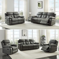 Recliner Sofa Leather 3+2+1 Corner Bonded Reclining Sofa Suite Pc Sofas
