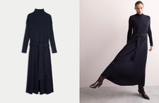 JAEGER NAVY 100% FINE MERINO WOOL DRESS SIZE M BNWT