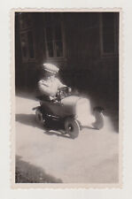 Cute Little Boy Kid Child Toy Pedal Car Quadracycle Antique Snapshot Old Photo