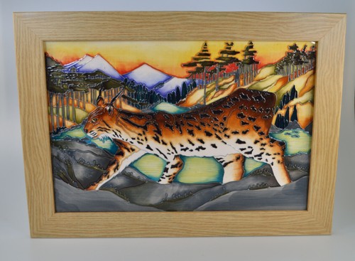 Moorcroft lynx autumn - autumn, plaque