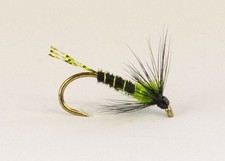 3 Chartreuse and Black Crunchers size 10,  Trout flies nymphs ,  UV , Lures wets
