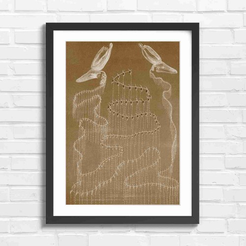 Vintage teal avian botanical - teal,