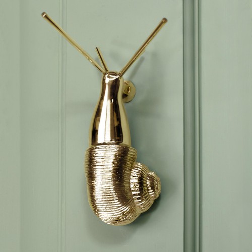Solid polished brass snail - solid,