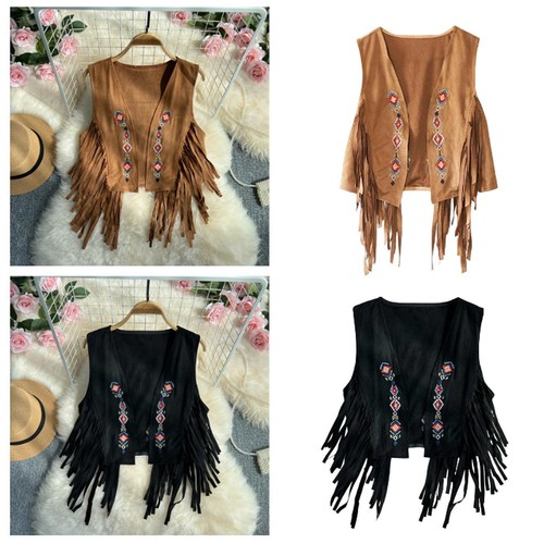 Womens fringe waistcoat vest - womens,