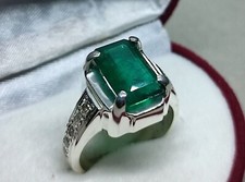 Natural Emerald Cut Fluorite Sterling Silver 925 Handmade Women Anniversary Ring