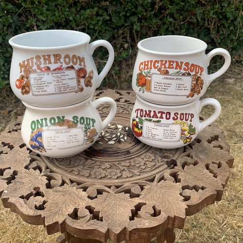 Vintage recipe soup mugs - recipe,