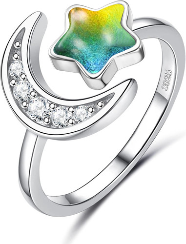 925 sterling silver mood ring - silver,