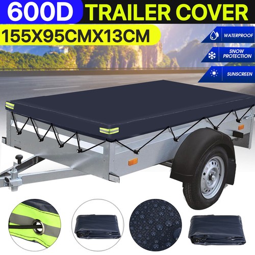 Blue trailer cover with - cover, bungee