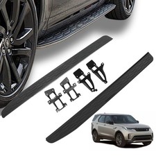 BLACK + SILVER SIDE STEPS RUNNING BOARDS  FOR LAND ROVER DISCOVERY 5 L462 2016+