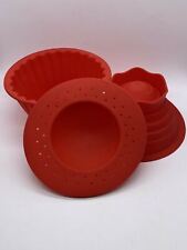 3 Piece Red Silicone Giant Cupcake Baking Mould 