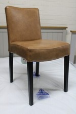 New 4 x Contemporary Vintage Tan Leather & Black Dining Chairs *Oak Furniture L*