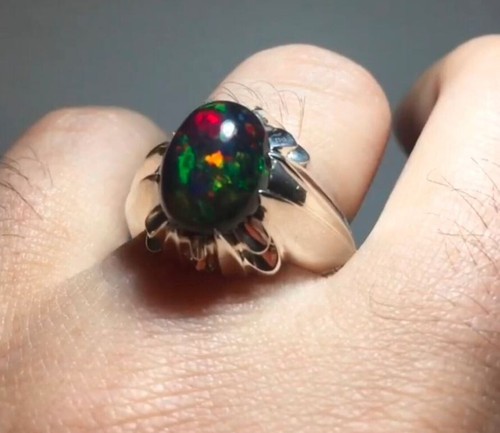 Genuine black opal ring - genuine,