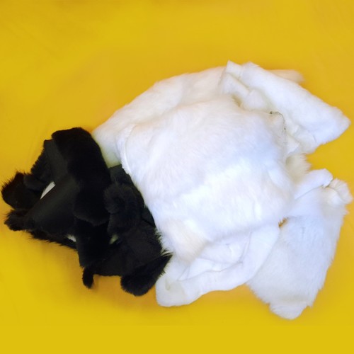 Short plush black - , white