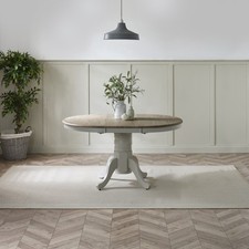 **Seconds** Padstow Whitewashed and Light Grey 100cm Round Rustic Dining Table