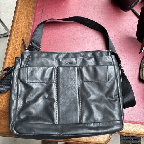 Picard black leather messenger - leather,