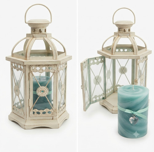 Metal and glass lantern - glass,