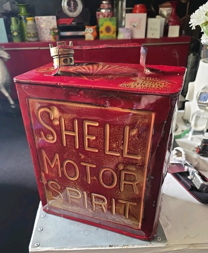 Vintage shell petrol can with - can,
