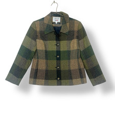 Avoca Green Tweed Blazer Size 10 Checked Pure Wool Irish Heritage 