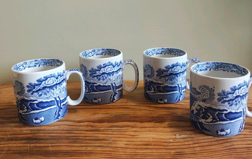 Spode blue italian mugs - italian, x