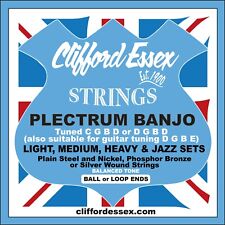 CLIFFORD ESSEX PLECTRUM BANJO STRINGS. VARIOUS SETS. STRINGS FOR THE CONNOISSEUR