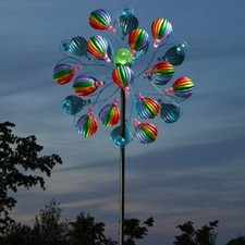 7ft Solar LED Wind Spinner Garden Outdoor Decor Lighting Multicolour Large 213cm