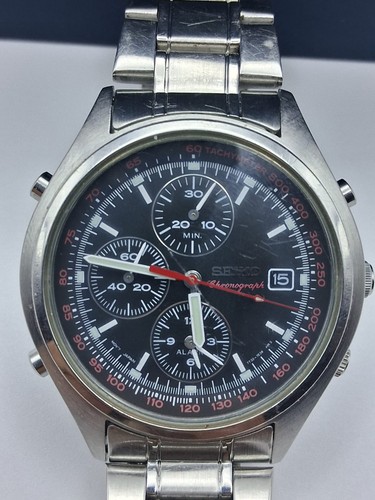 Seiko 7t32 7c60 black red - seiko,