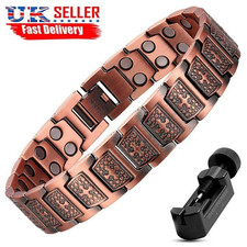 Mens PURE COPPER Bracelet Magnetic Healing Therapy Arthritis Pain Relief Bangle