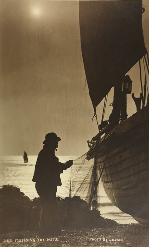 Vintage postcard fisherman - vintage,
