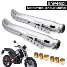 Pair 20'' Universal Motorcycle Exhaust Pipe Silencer For Cafe Racer Chopp /