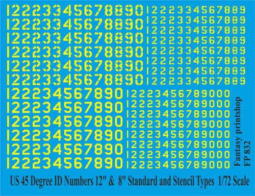 Usa deg numbers 12 - 45, 8"
