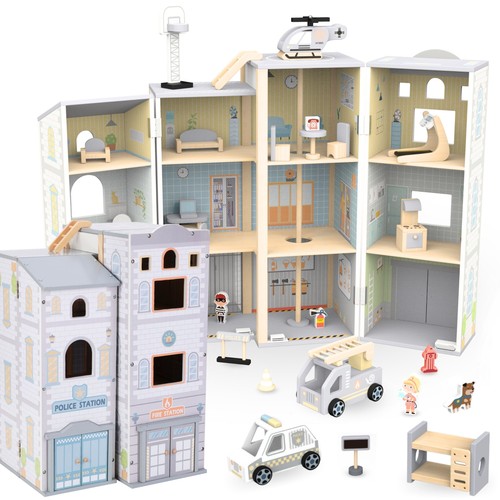 Wooden fire station police - fire, &