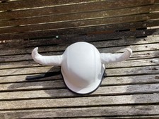 White leather horned helmet 