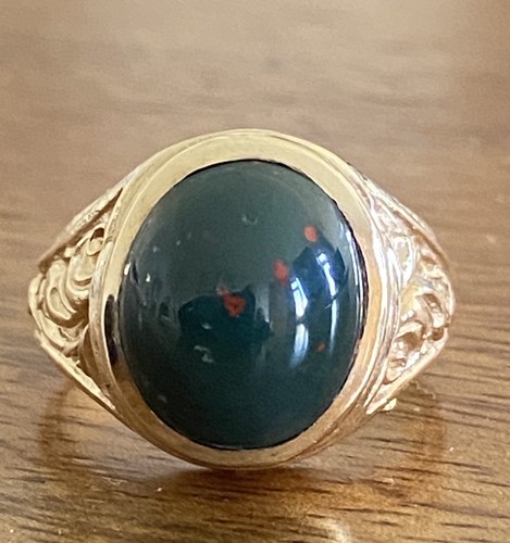Gents 9ct gold bloodstone - gold, &