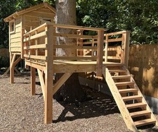 Kids Garden Playhouse Large Outdoor Playcentre Wooden TreeHouse Swing Slide Set