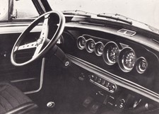 INNOCENTI MINI COOPER L.H.D. SIDEVIEW FACIA & STEERING WHEEL, PHOTOGRAPH.