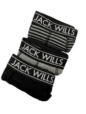 Jack Wills Men's 3 Cotton Boxers Black Grey Boxer Shorts Trunks XL W FLYHOLE