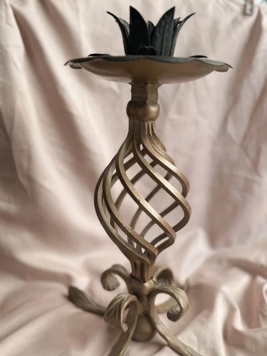 Vtg metal candlestick holder - metal,