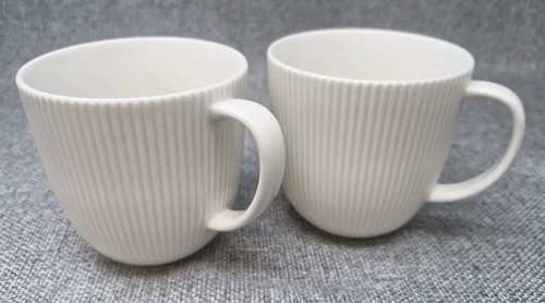 Pair ikea white ribbed mugs - white,