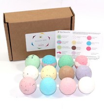 Bath Bomb box set of 12 Buzzy Round handmade Bee Beautiful Mixed scents 65g