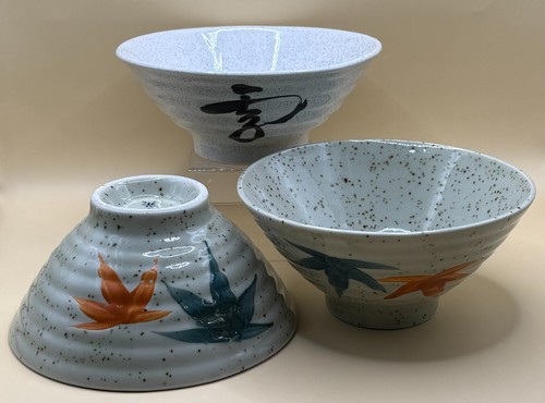 Three japanese pottery bowls - japanese,