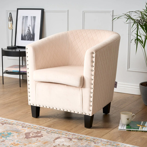Tub arm chair cream velvet - tub,