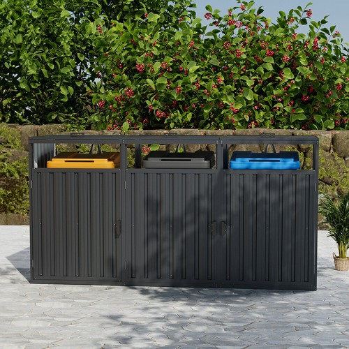 Black triple dustbin - dustbin, sheds